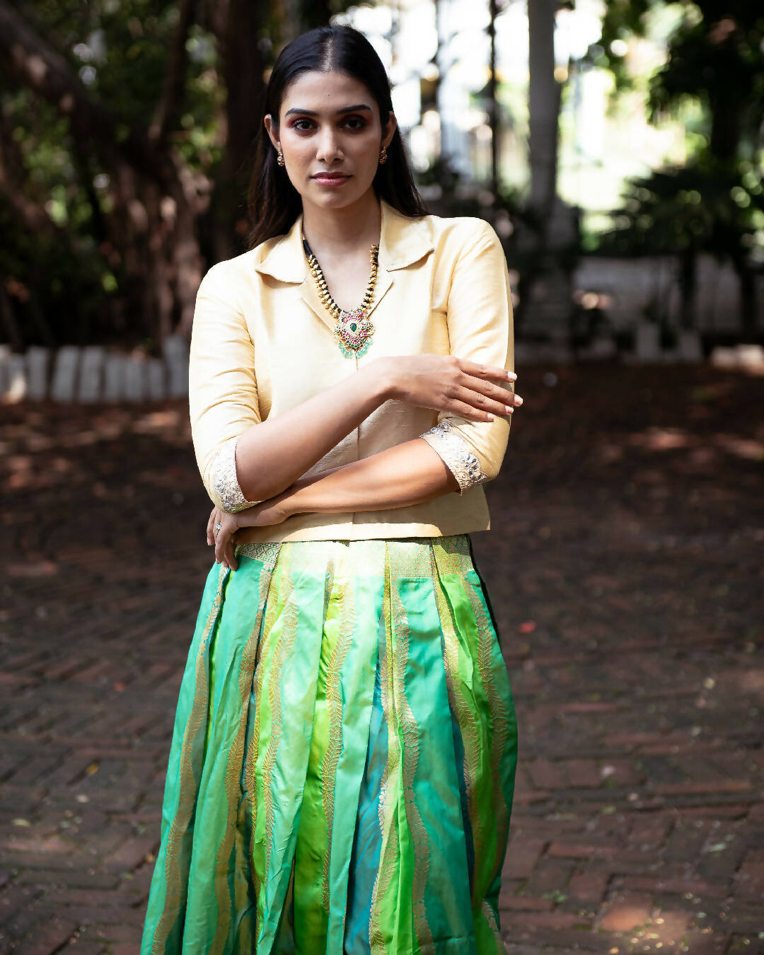 Kushi Green Skirt and Top Set