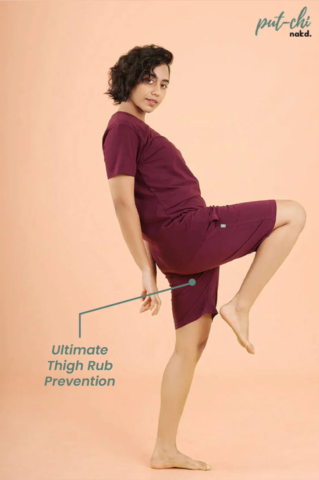 Marron Anti Chafing Maternity Shorts - Thigh Rub Prevention Short