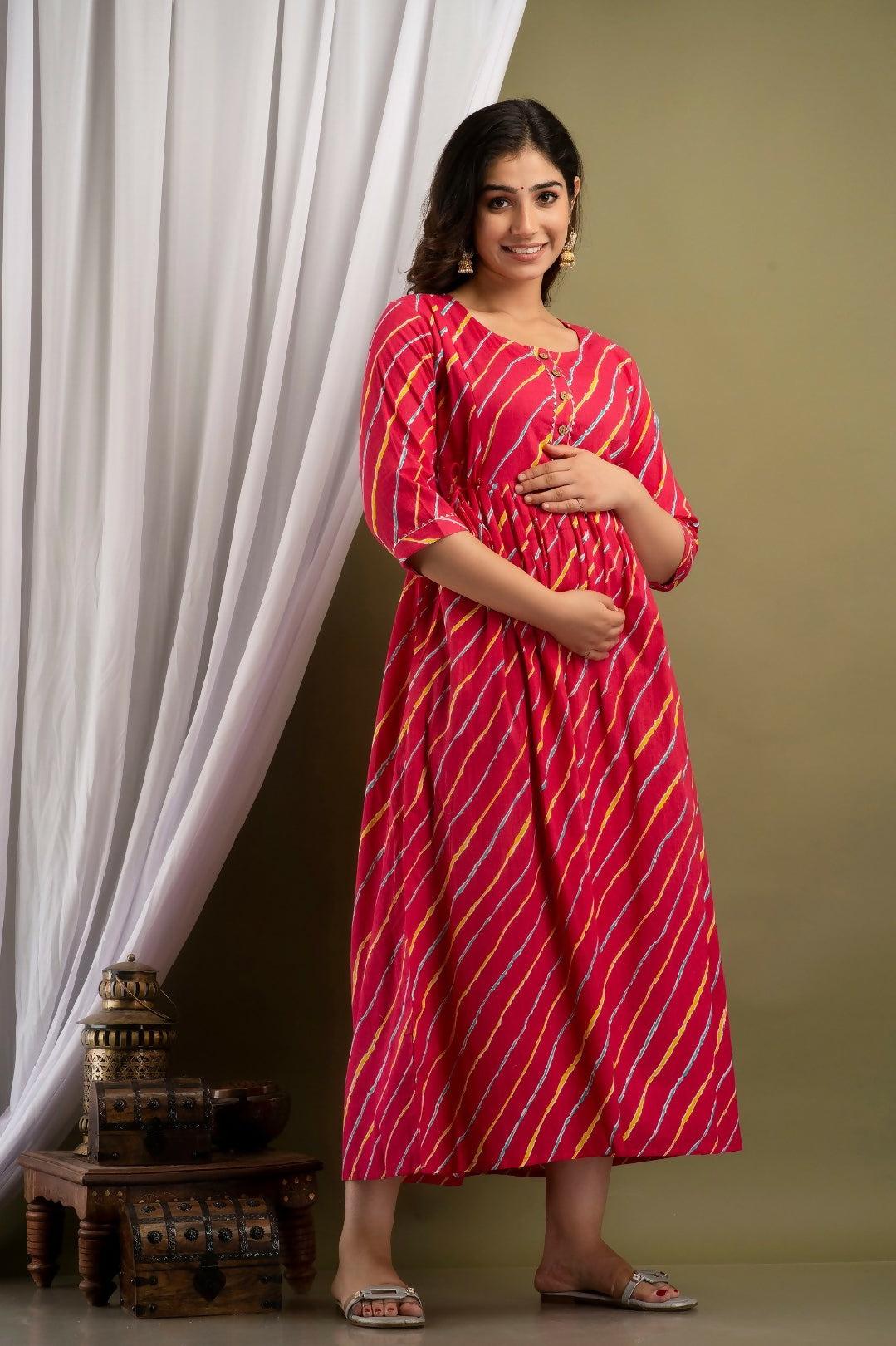 Paradaise lahriya cotton Printed Maternity And Feeding Kurti Combo Of 2