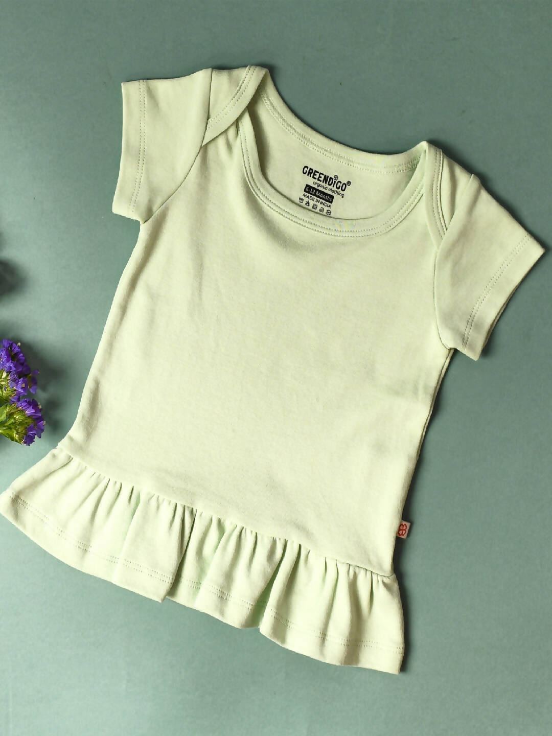 Pastel Green Organic Cotton Dress for Baby Girl