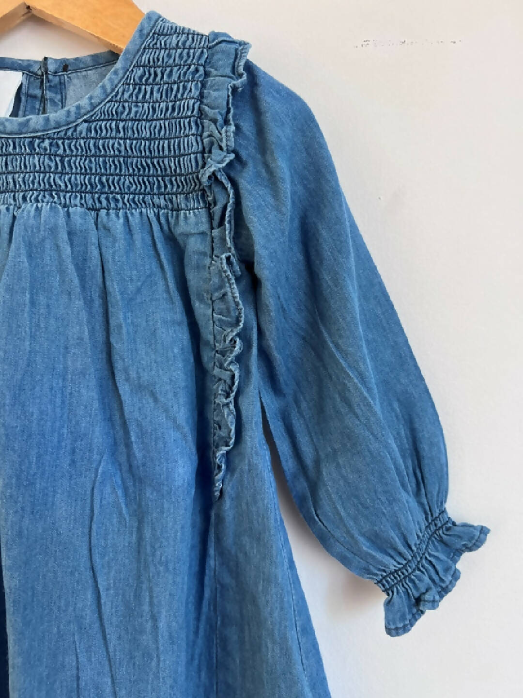 Denim smocking dress