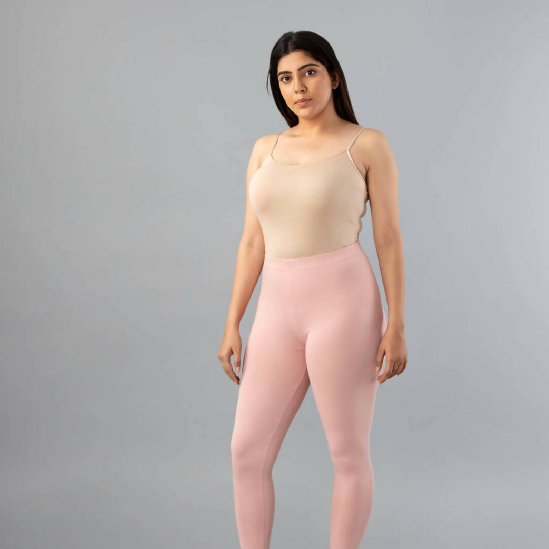 MyCybele Peach Pink Cotton Cropped Leggings