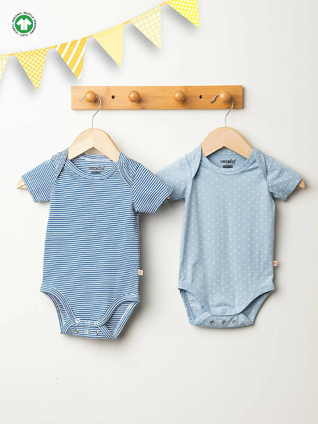 Blue Organic Cotton Baby Bodysuit - Pack of 2