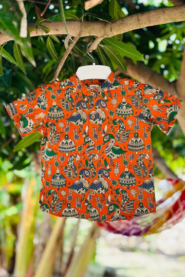 Kalamkari Printed Cotton Boys Shirt