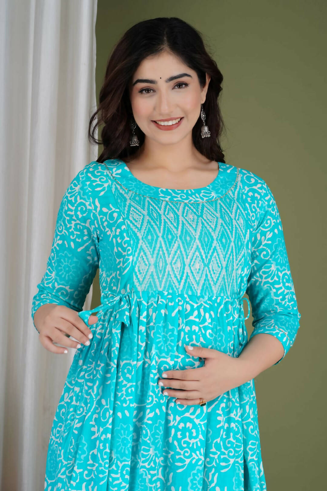 Blue Blossom Maternity Feeding Kurti