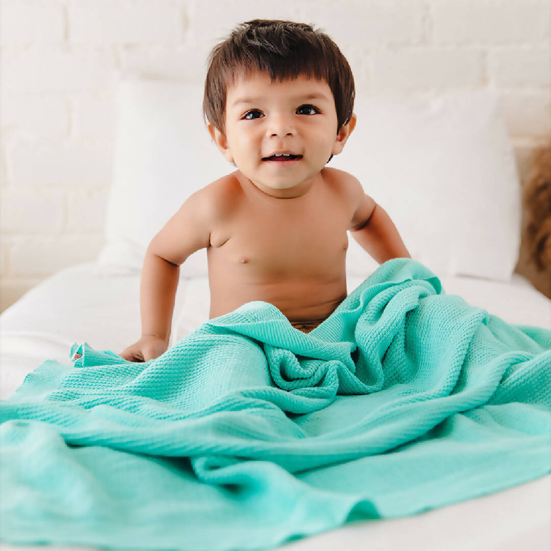 Sea Green Organic Cotton Baby Blanket