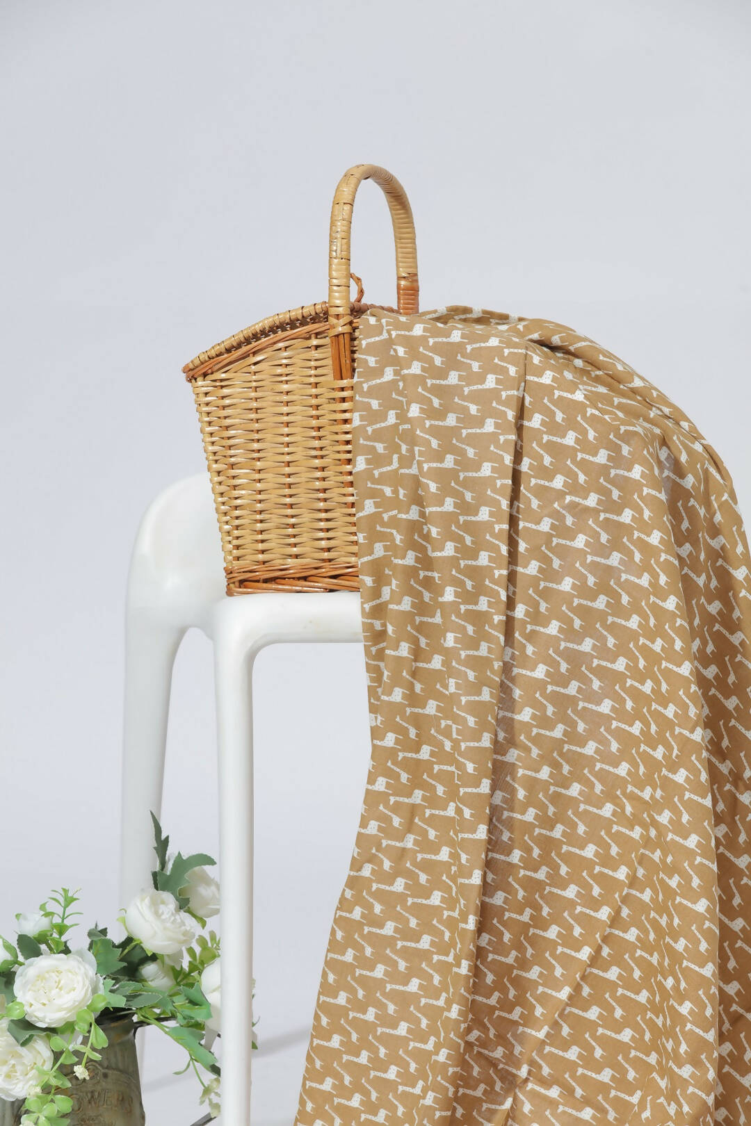 Brown Giraffee Printed Organic Bamboo Swaddle