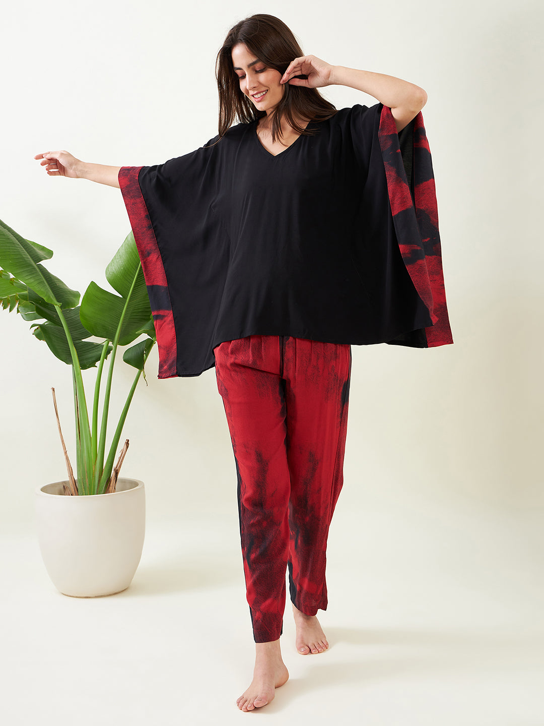 Red Midnight Kaftan Pajama Set