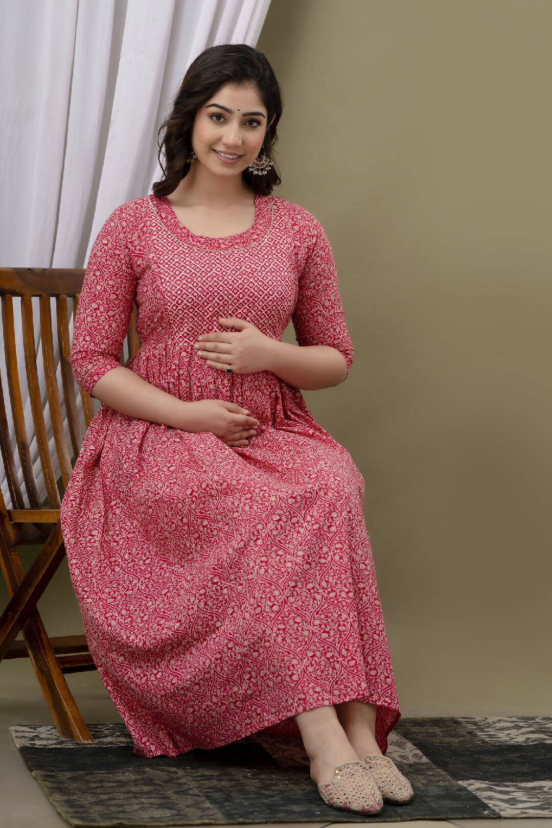 Ruby Red Cotton Feeding Kurti