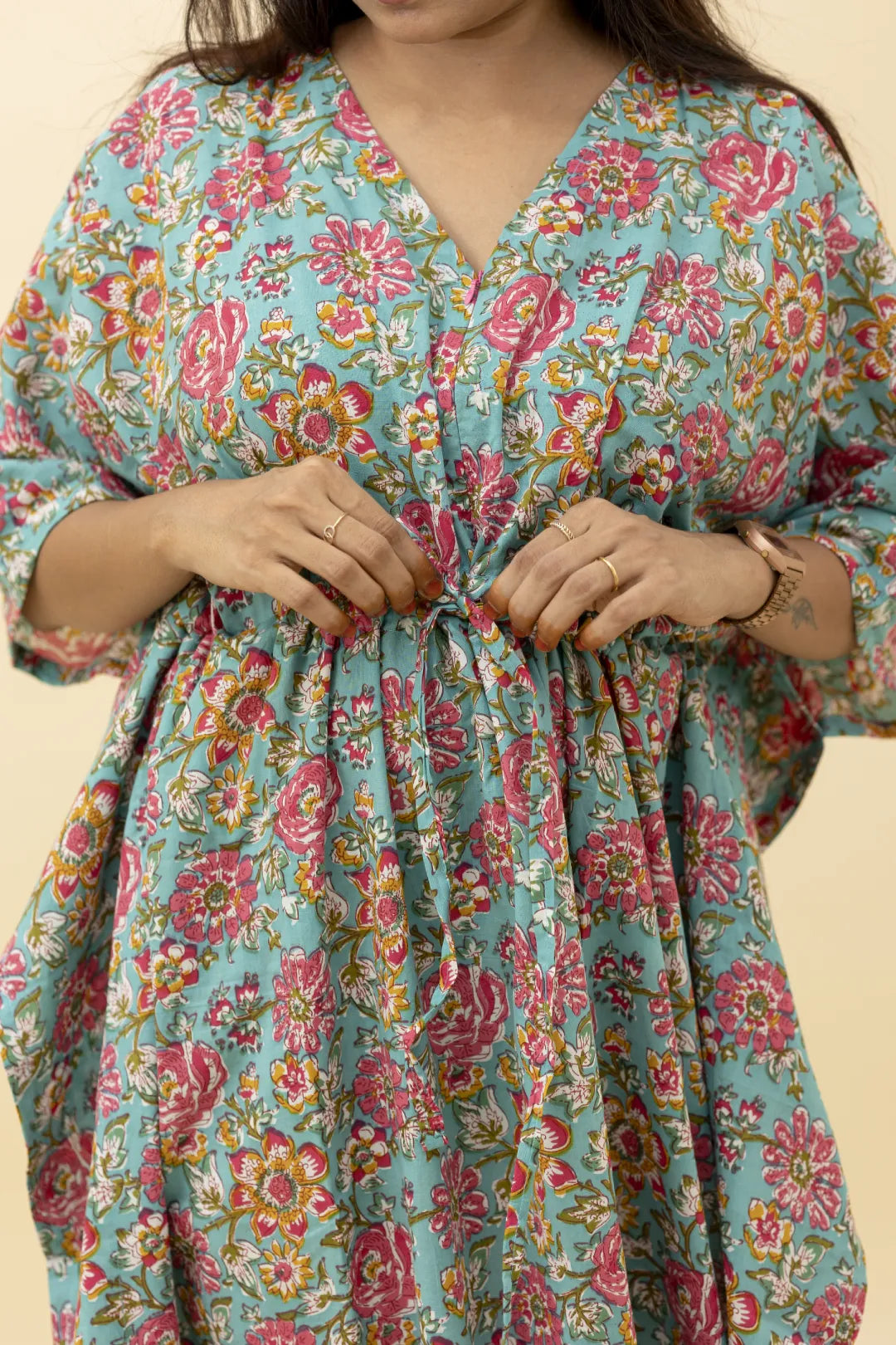 Pink Petal Kalamkari Serenity Maternity Kaftan