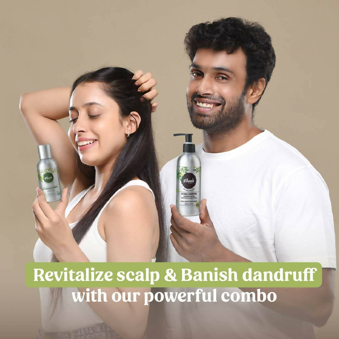 Vilvah Store Anti-Dandruff Combo (Herbal Shampoo (Dandruff Control) , Anti-Dandruff Hair Oil & Neem Wood Comb)