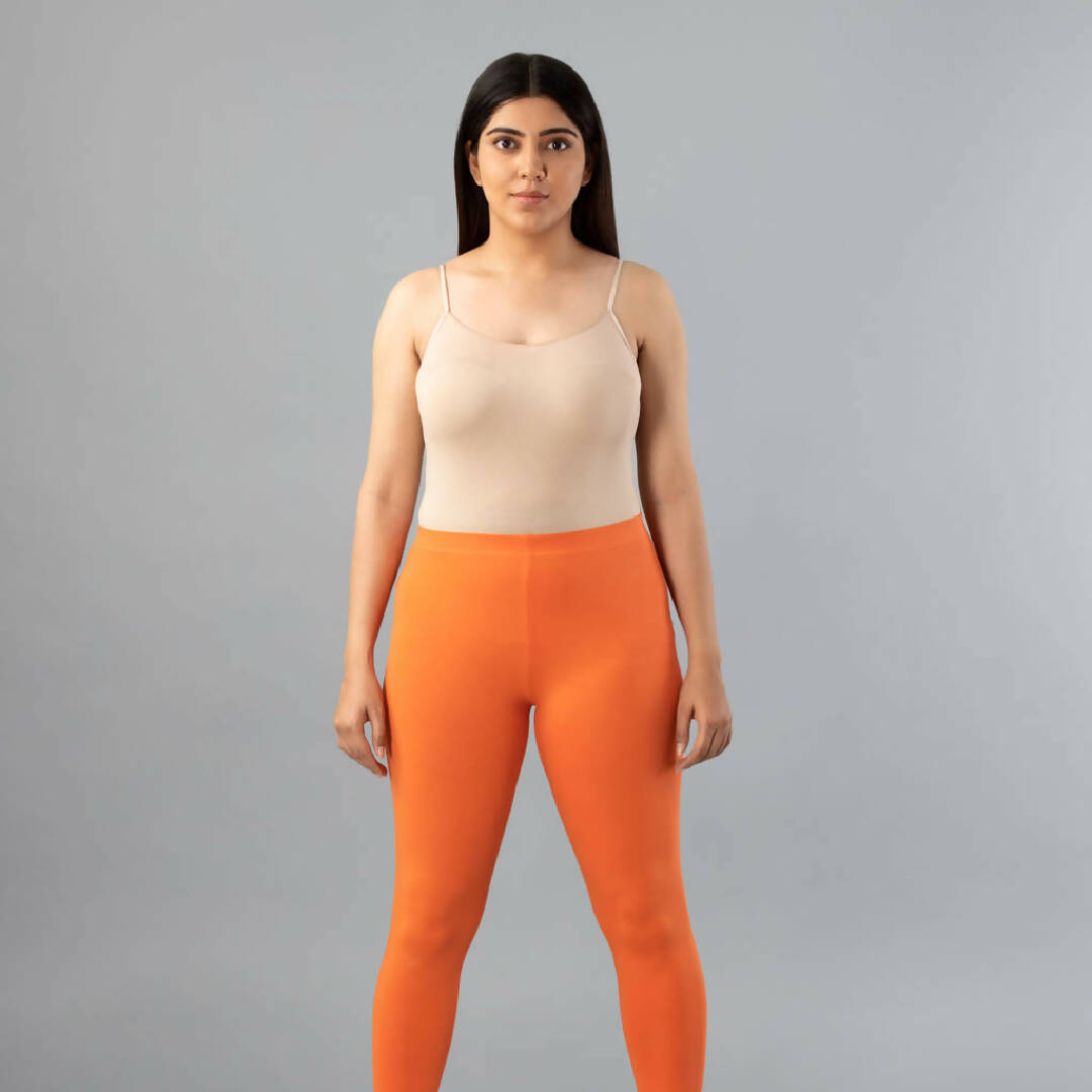 MyCybele Light Orange Cotton Cropped Leggings