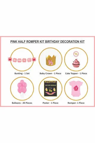 Pink Half Birthday party kits for a baby girl