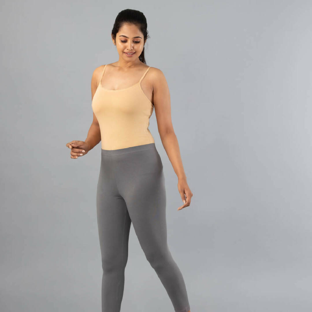 Grey Graphite Cotton Ankle Leggings