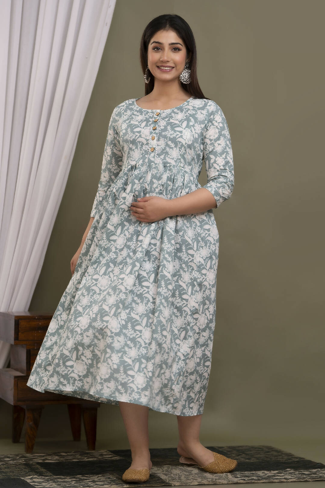 Silver Moon Printed Cotton Feeding Kurti