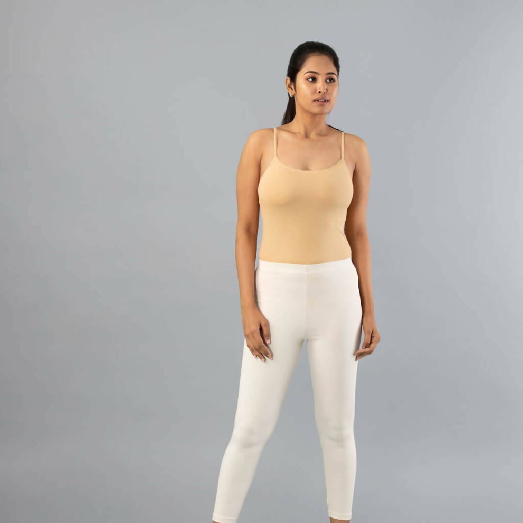 MyCybele ECRU Cotton Cropped Leggings