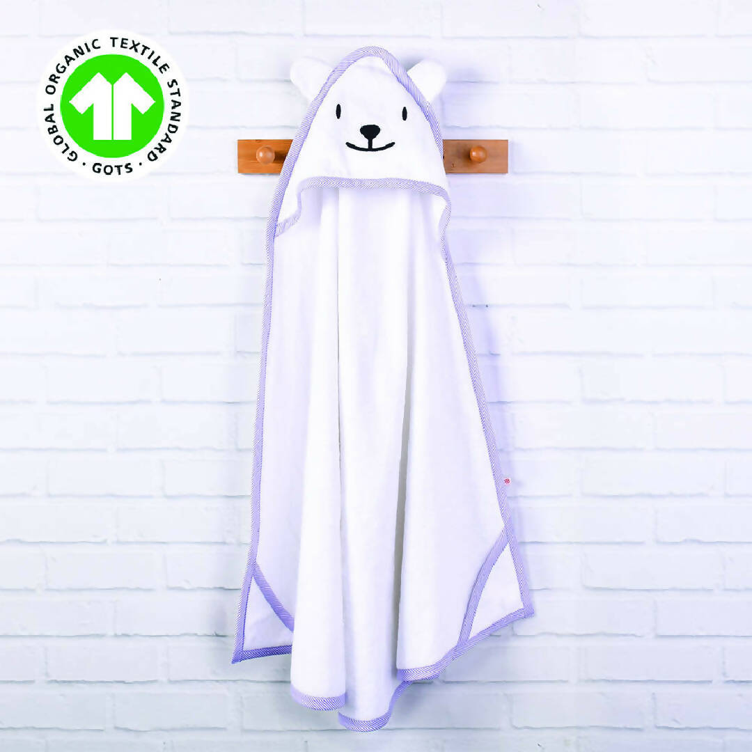 Greendigo Organic Cotton Unisex Hooded Baby Bath Towel for baby boys and baby girls