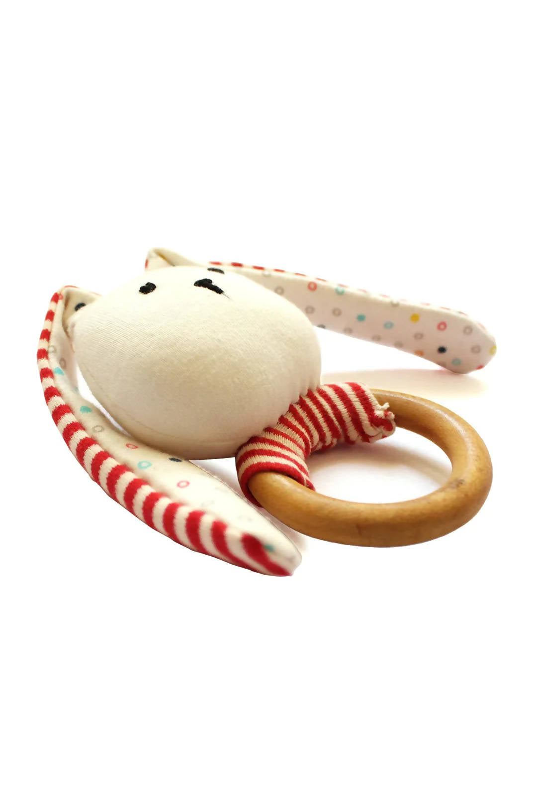 Striped Bunny Teether and Rattle Ring