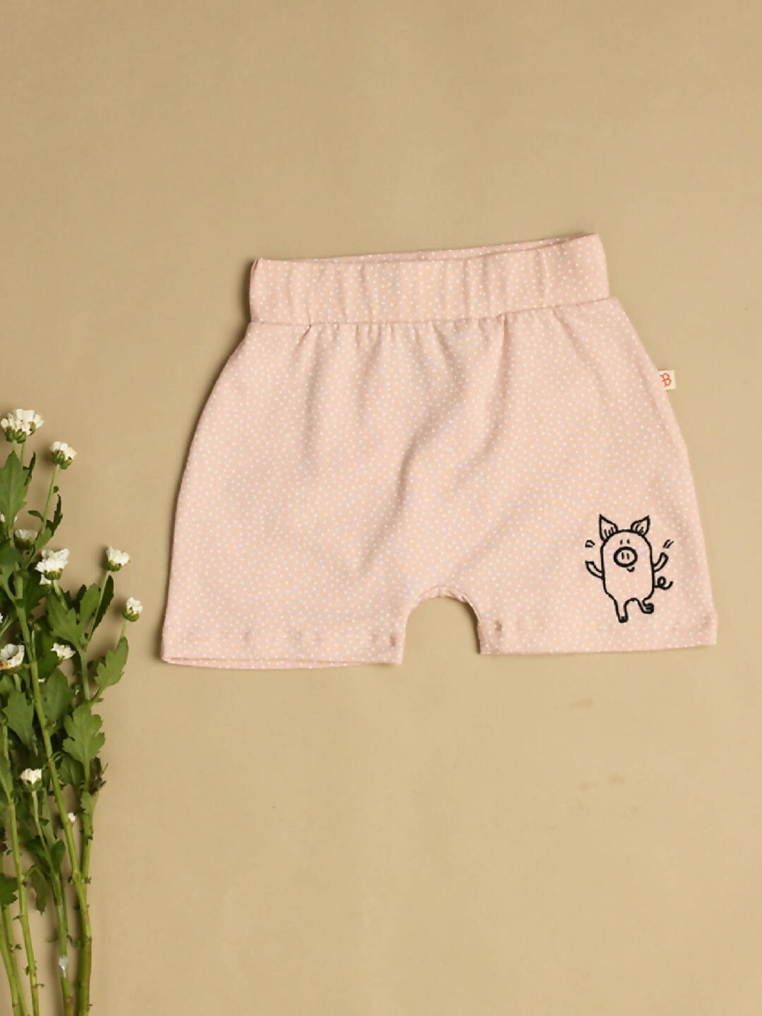 Light Pink Organic Cotton Shorts for Baby