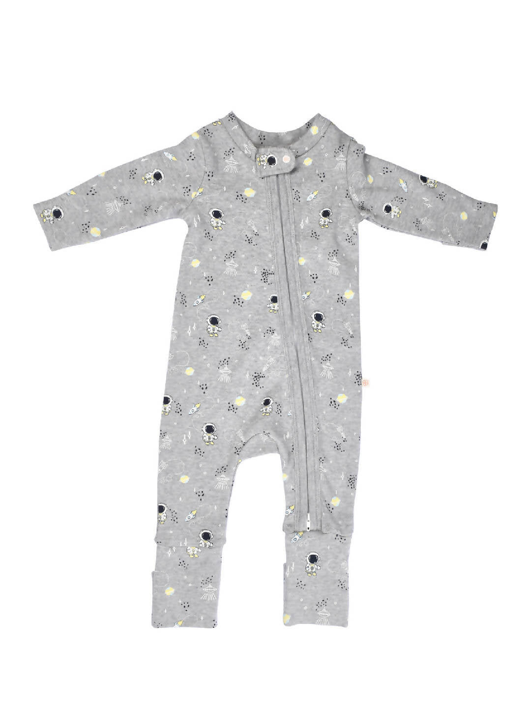 Grey Organic Cotton Unisex Baby Sleepsuit Romper