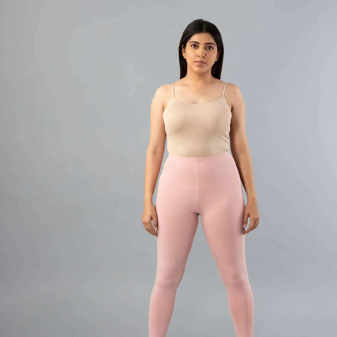 MyCybele Peach Pink Cotton Ankle Leggings