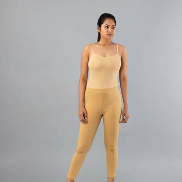 MyCybele Wheat Cotton Cropped Leggings