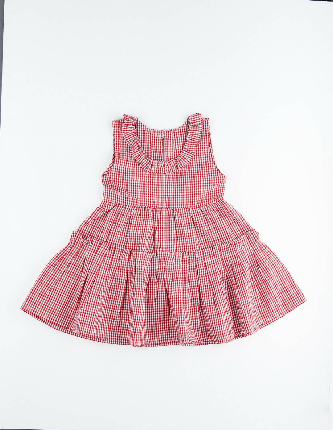 Gingham Dress-Red