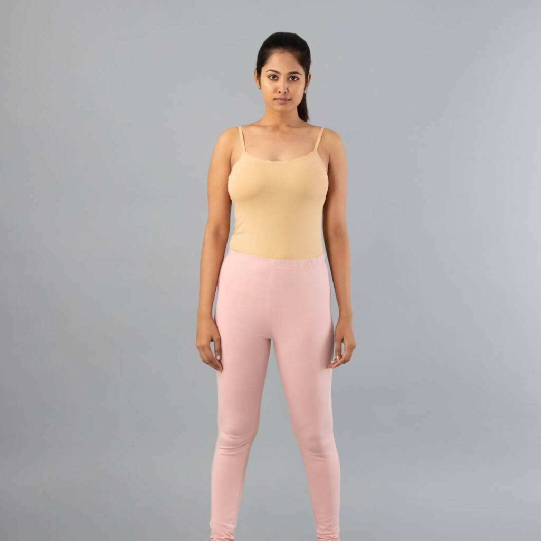 MyCybele Peach Pink Cotton Churidar Leggings