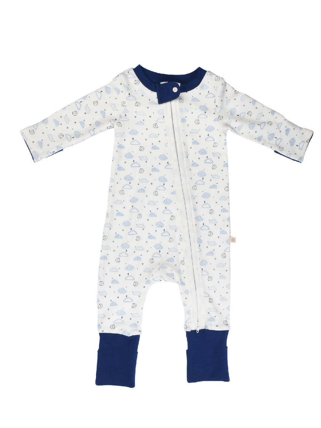 White Organic Cotton Unisex Baby Sleepsuit Romper