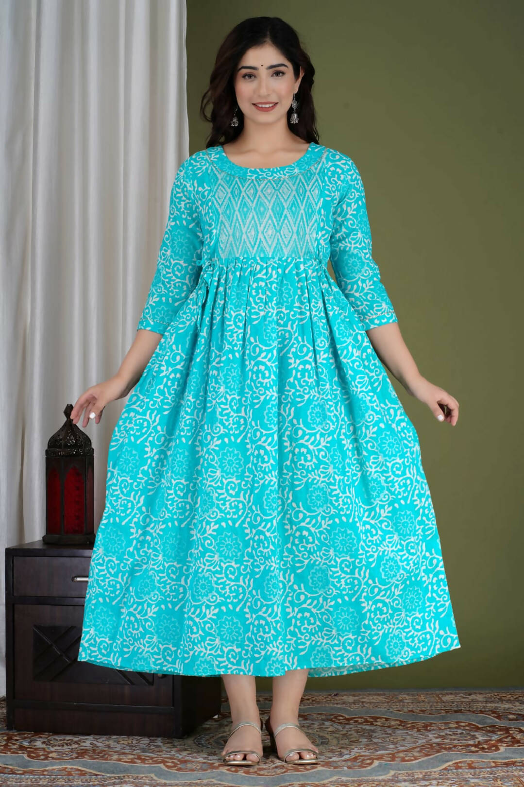 Blue Blossom Maternity Feeding Kurti