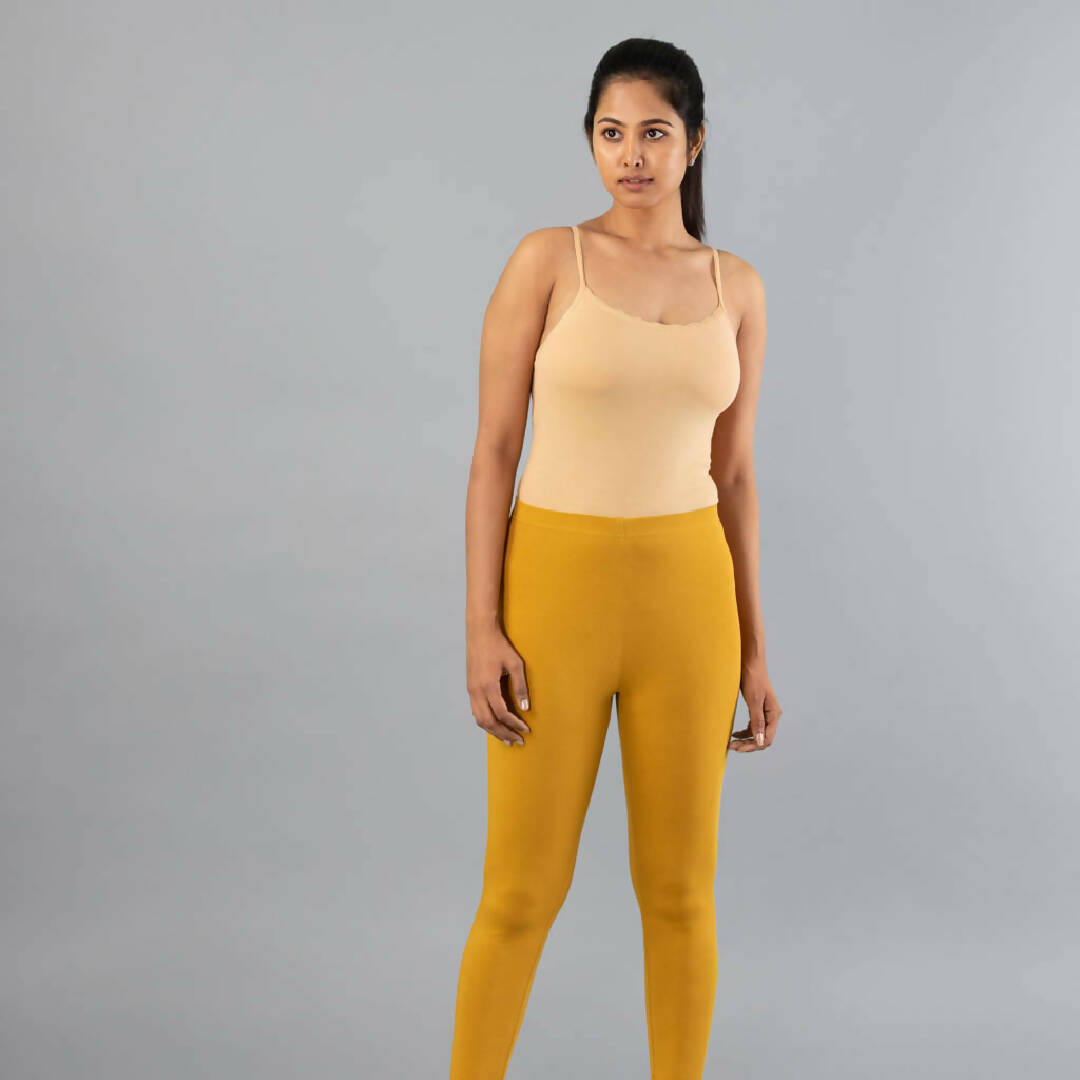 Mustard Cotton Ankle Leggings