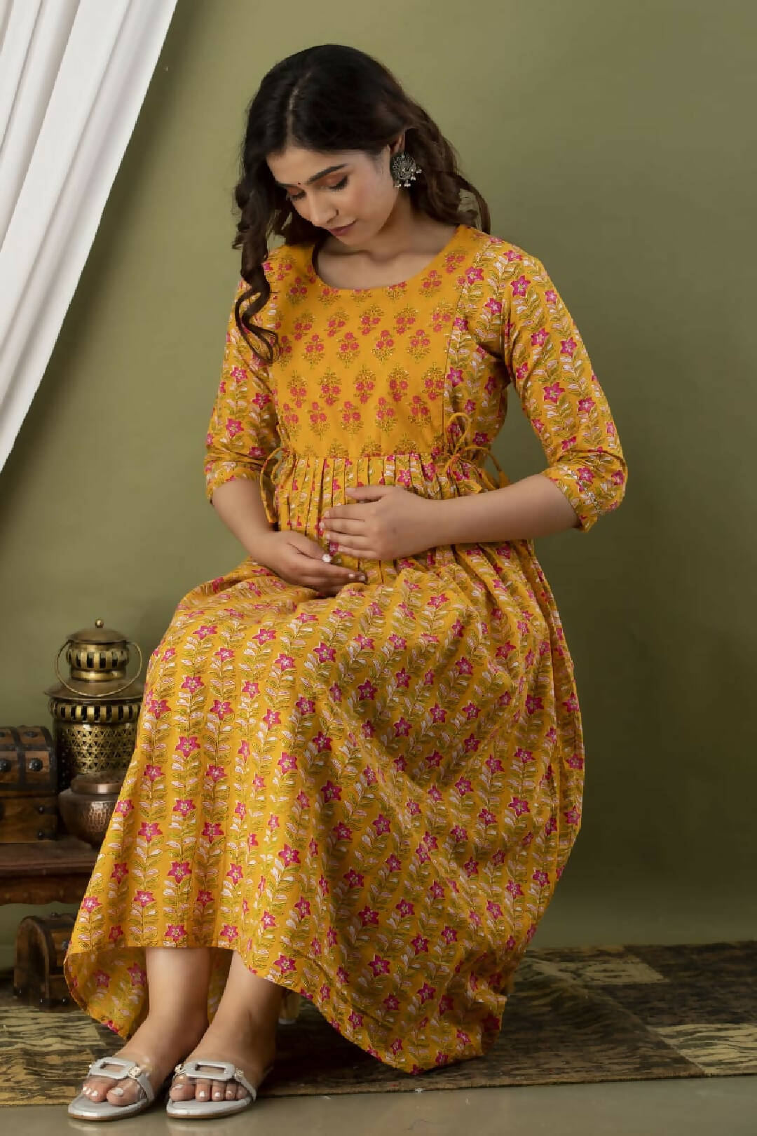 Sunshine Dreams Yellow Cotton Feeding Kurti