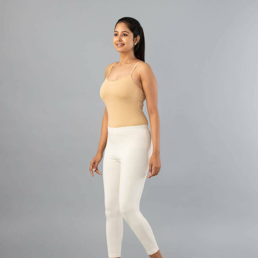 MyCybele ECRU Cotton Cropped Leggings