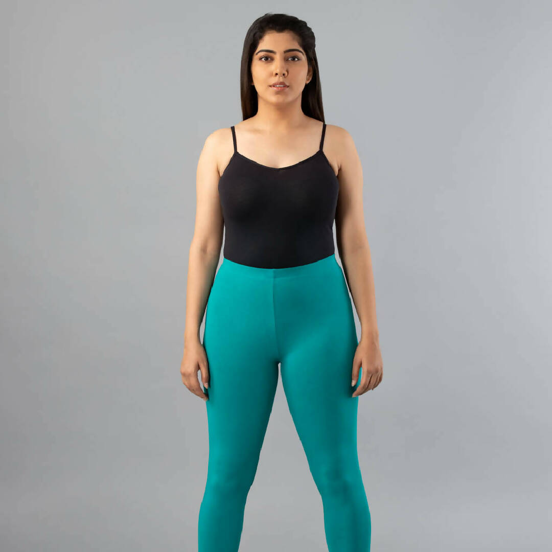 Jade Green Cotton Ankle Leggings