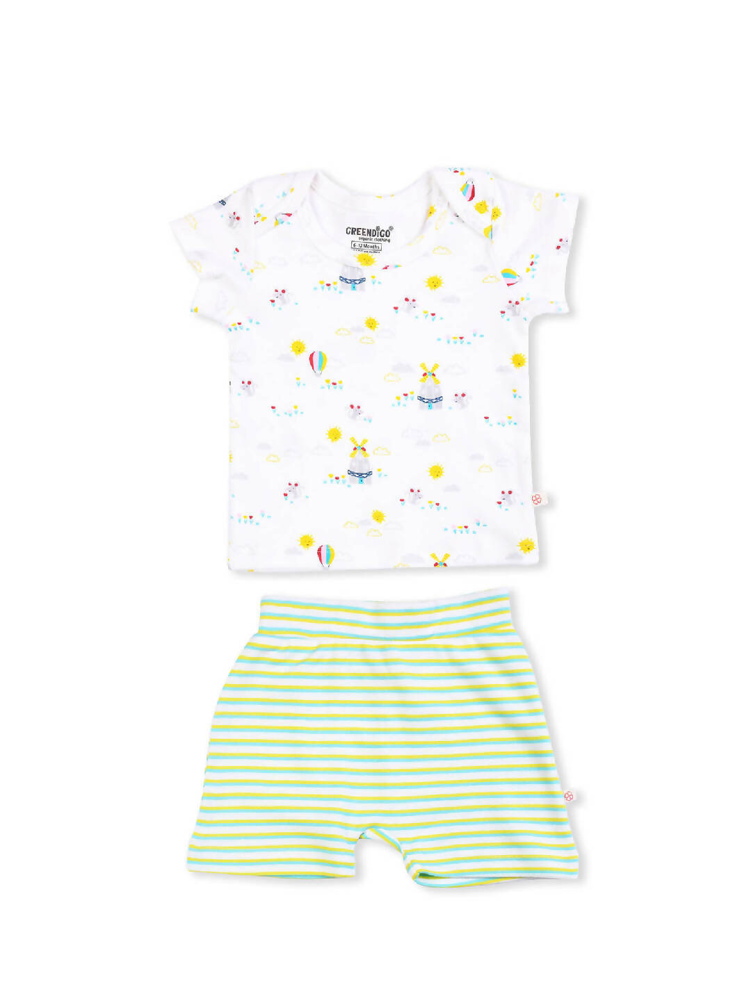 Green Organic Cotton T-shirt and Shorts Set for Baby