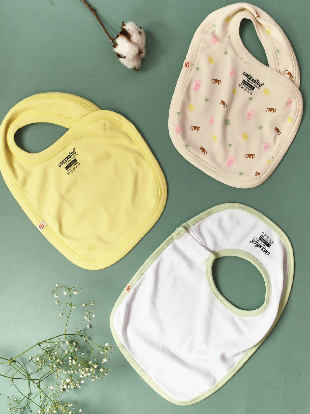 Greendigo Organic Cotton Baby Bibs - Pack of 3