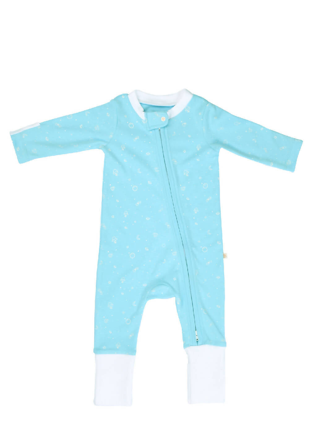 Blue Organic Cotton Unisex Baby Sleepsuit Romper