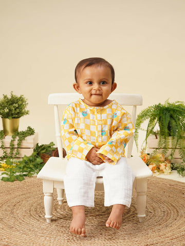 Traditional ethnic wear cotton kurta pyjama set for new born baby boys