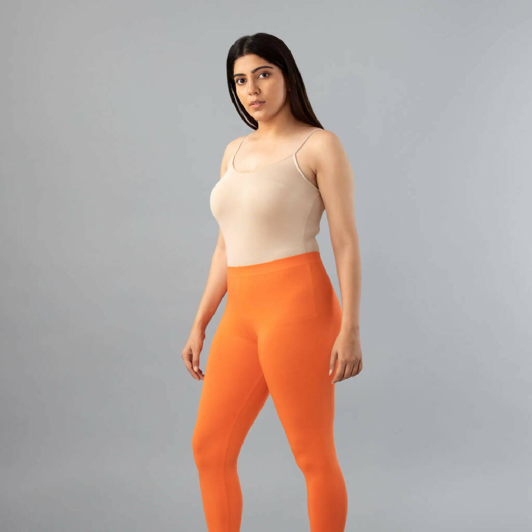 MyCybele Light Orange Cotton Cropped Leggings