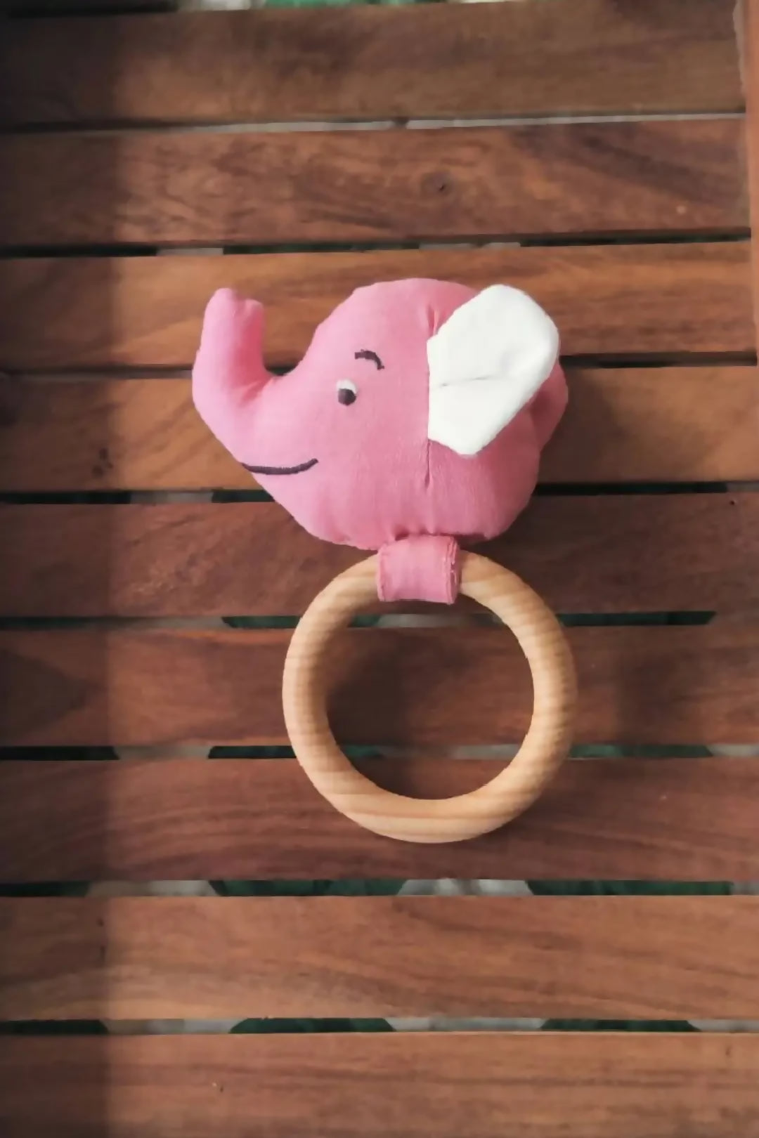 Elephant (Rattle + Teether) Wooden Toy (Pack of 1)