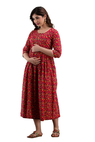 Scarlet Glow Cotton Feeding Kurti