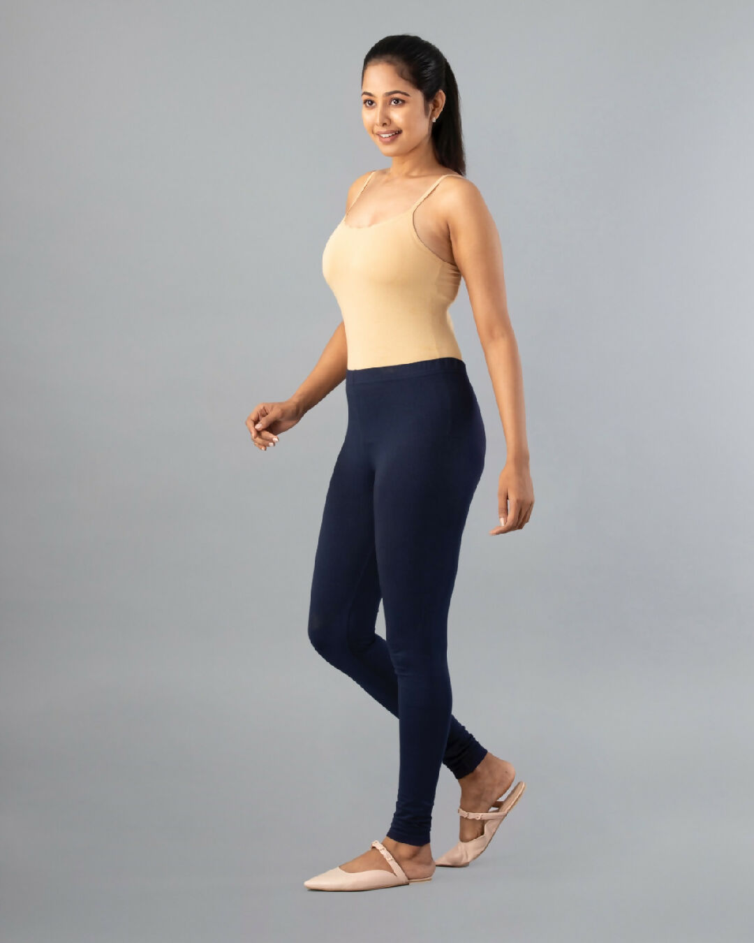 MyCybele Navy Blue Cotton Churidar Leggings