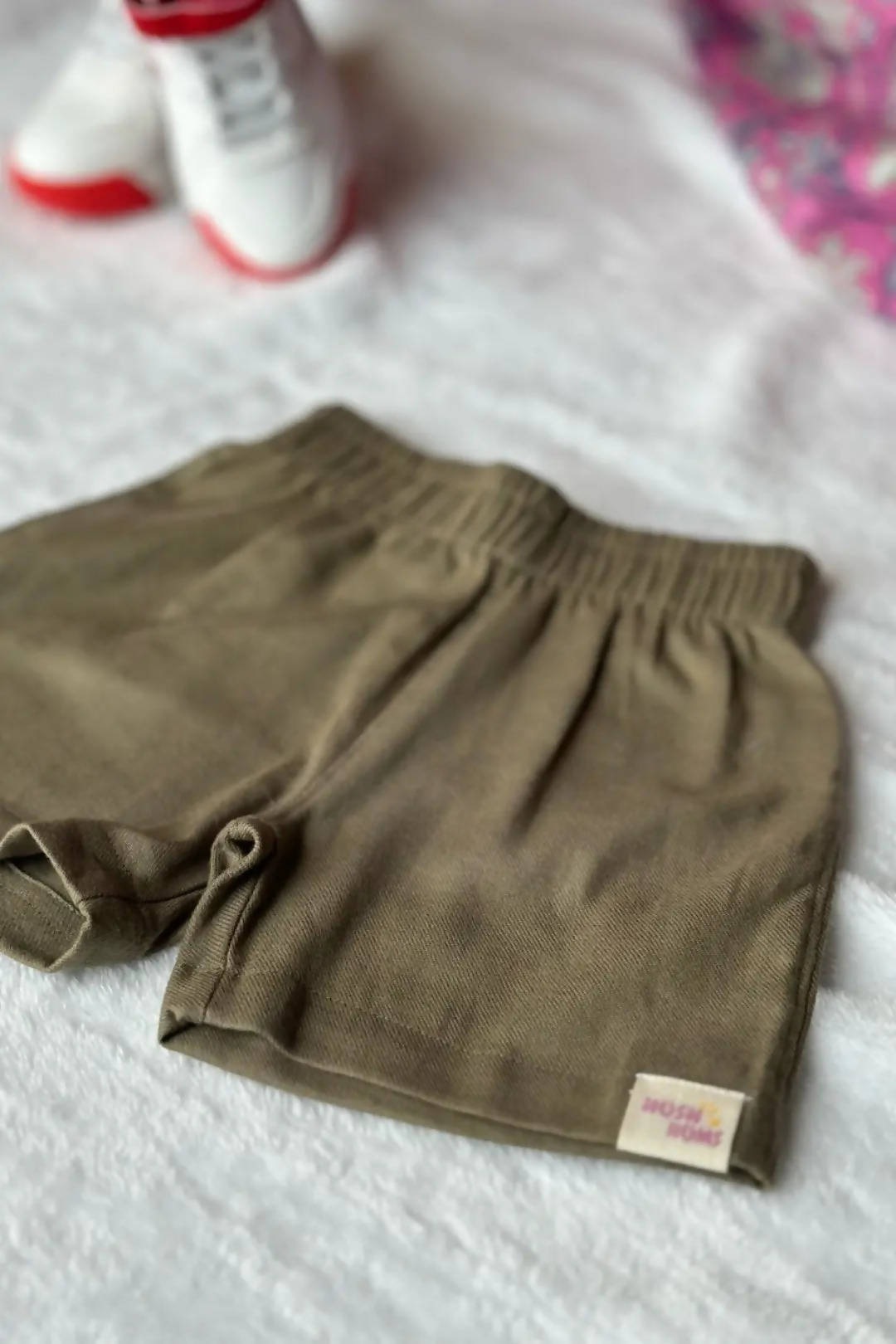 Military Green Organic Cotton Shorts for Boys