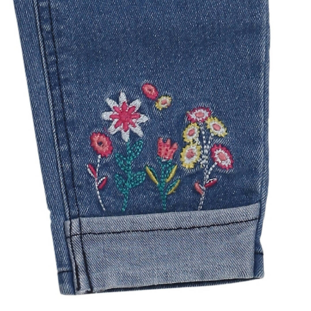 Denim garden embroidery jeans