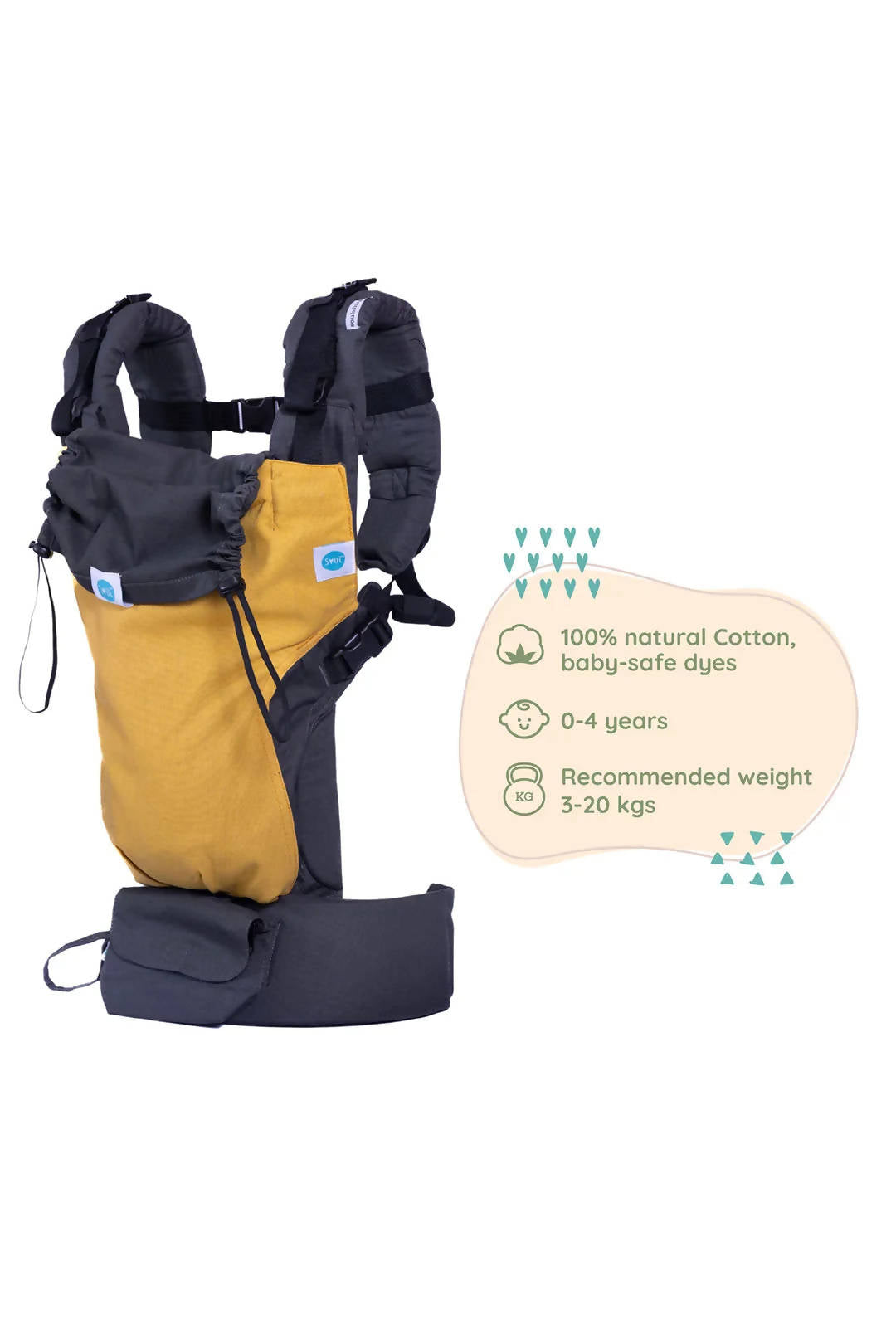 Mustard Cotton Soild Aseema Baby Carrier