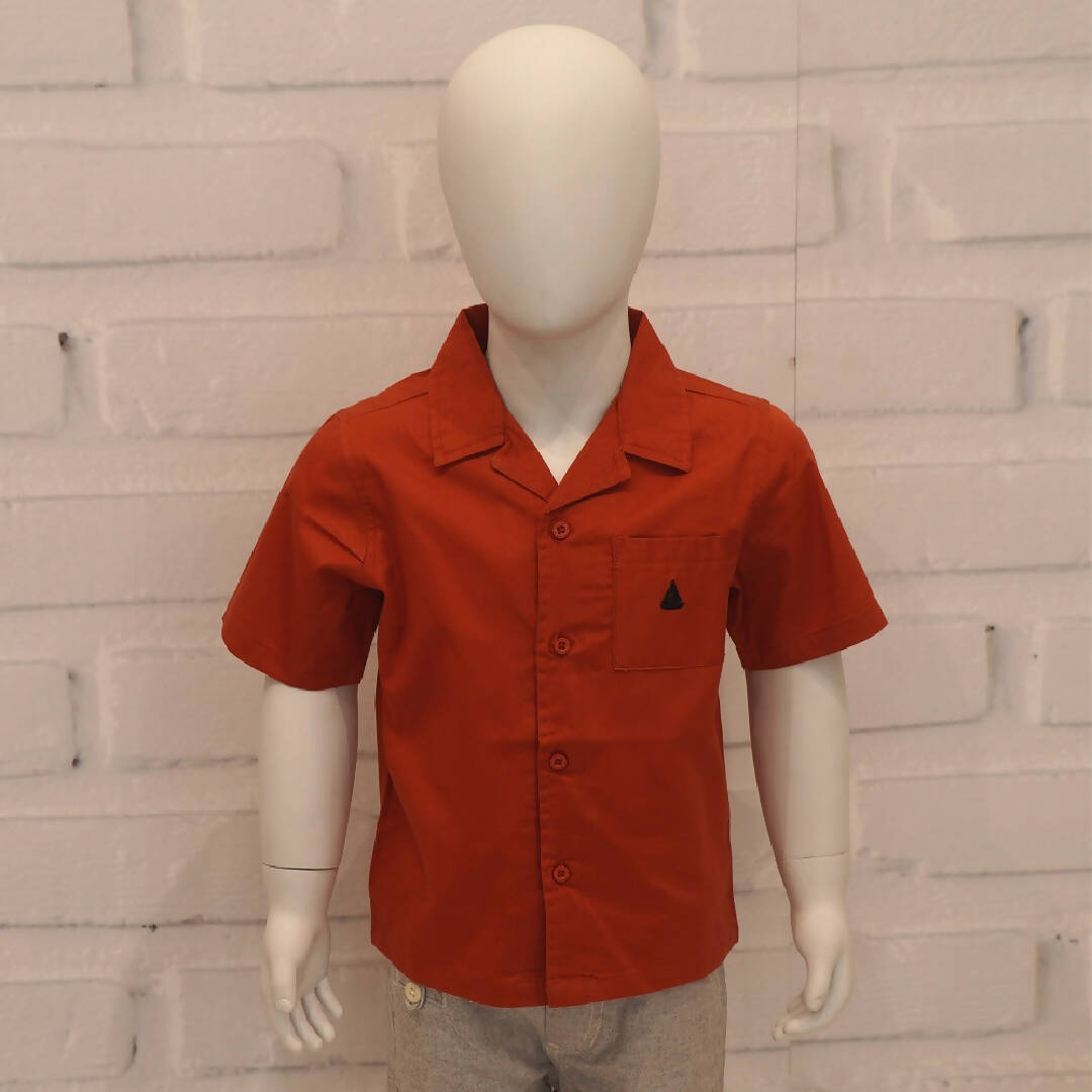 Lava Red embroidered shirt