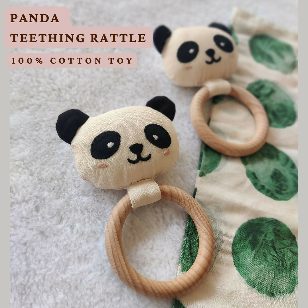 Panda (Rattle + Teether) Wooden Toy (Pack of 1)