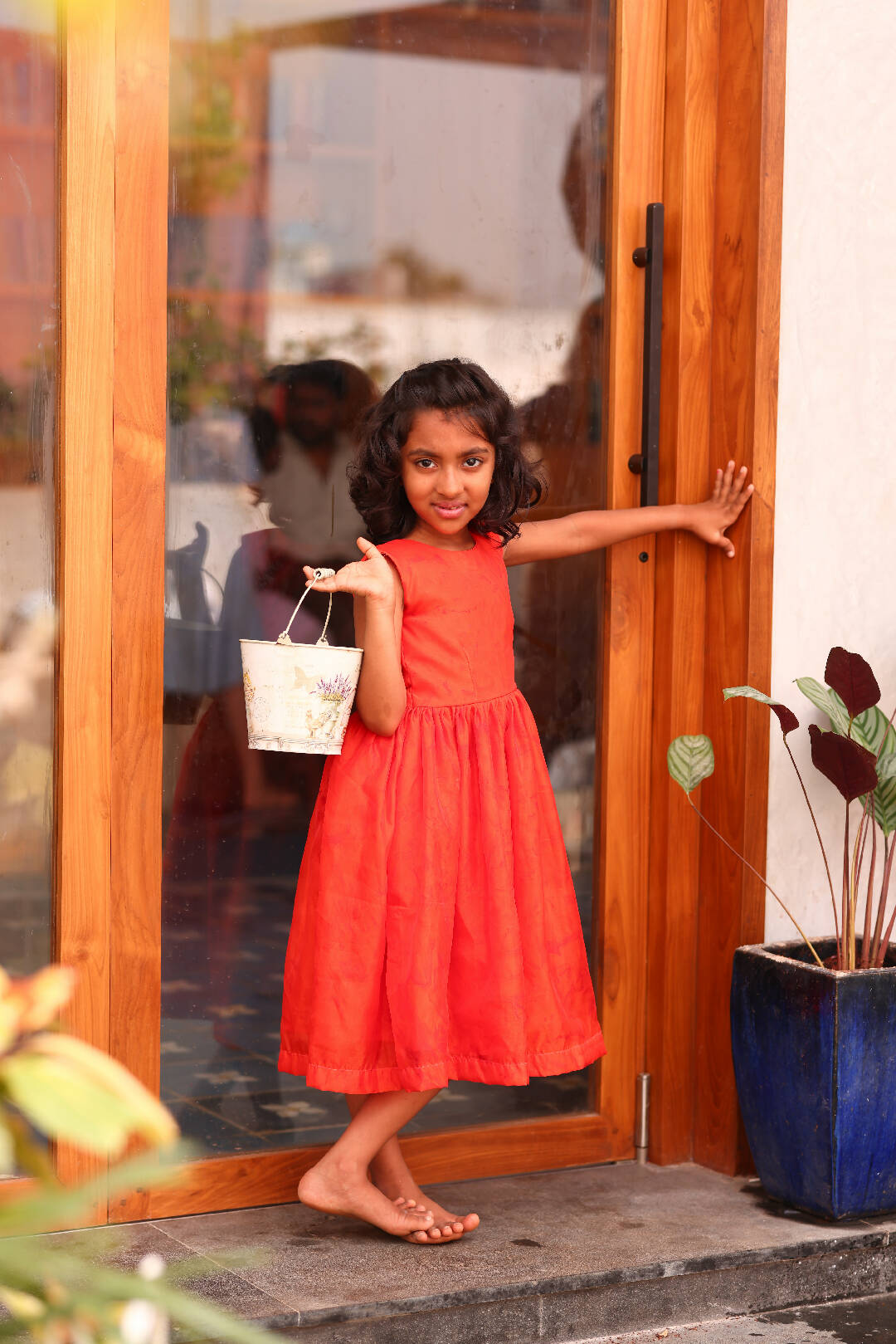 Ivy Orange Organza Girls Frock