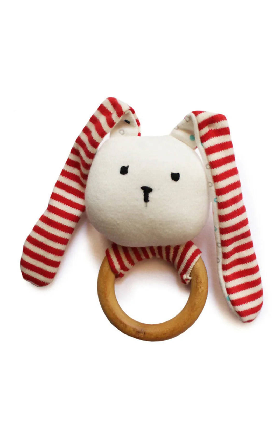 Striped Bunny Teether and Rattle Ring