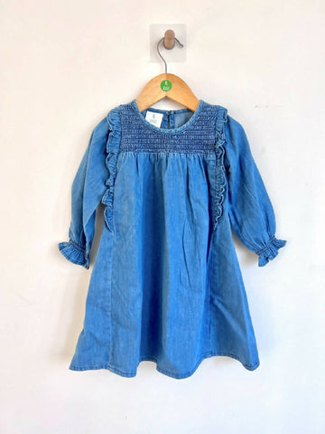 Denim smocking dress